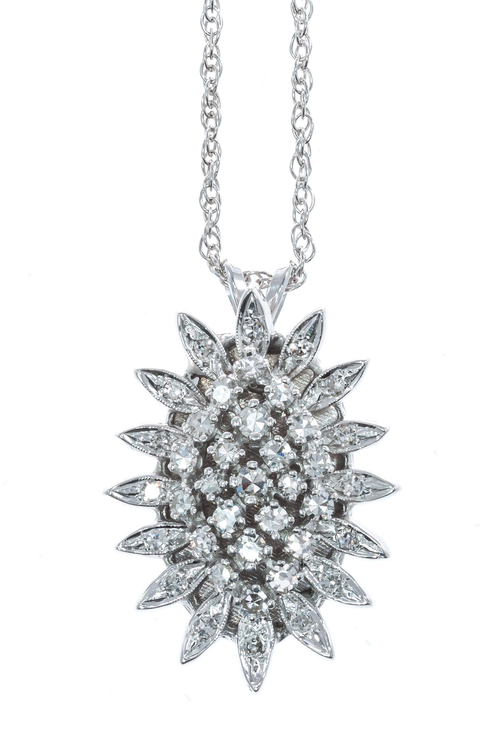.62 Carat Diamond White Gold Pineapple Design Pendant Necklace 2
