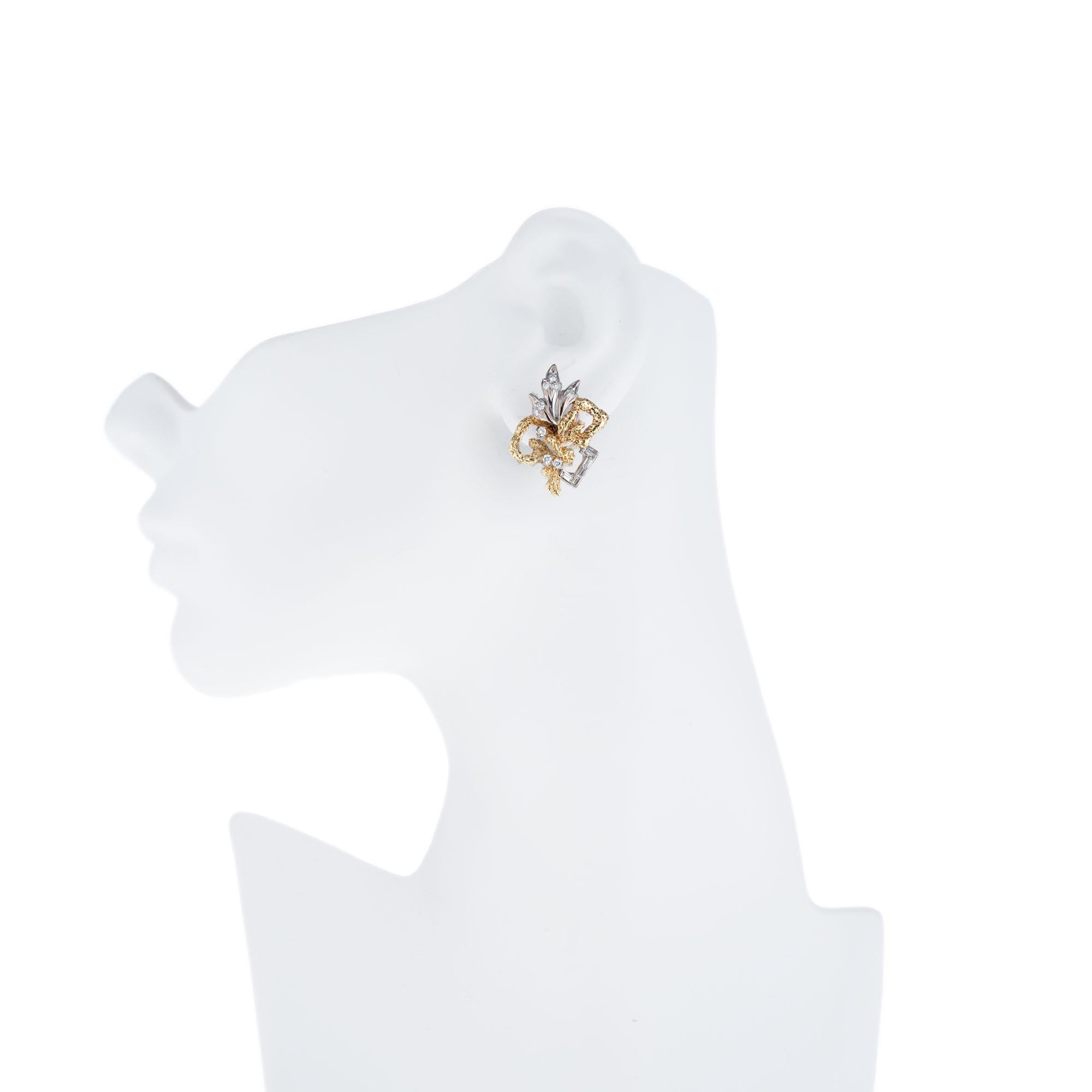 Donna Orecchini a clip in oro bianco giallo con diamante da .62 carati in vendita