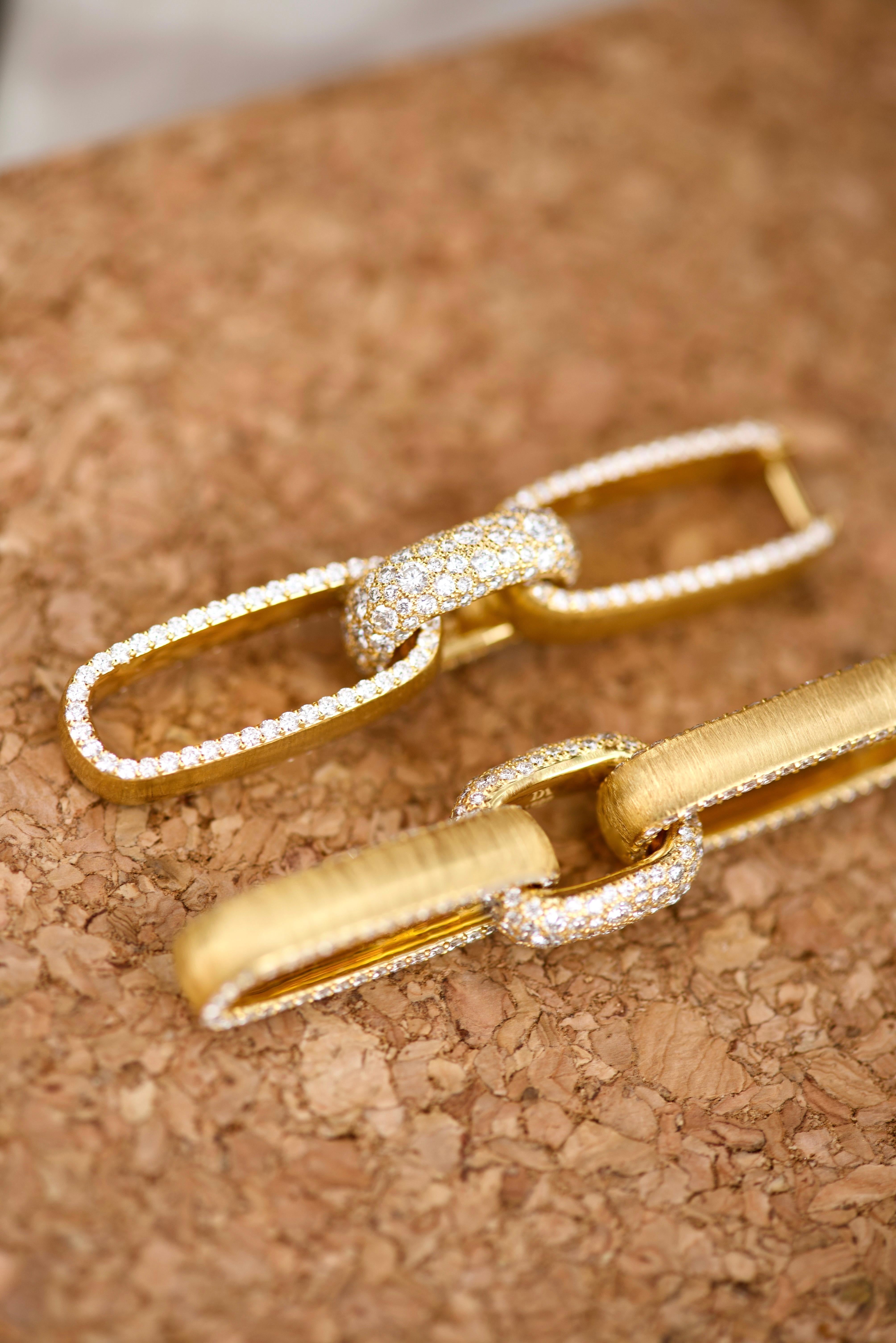 6.2 Carat Diamonds 18 Karat Yellow Gold Transformer Earrings 