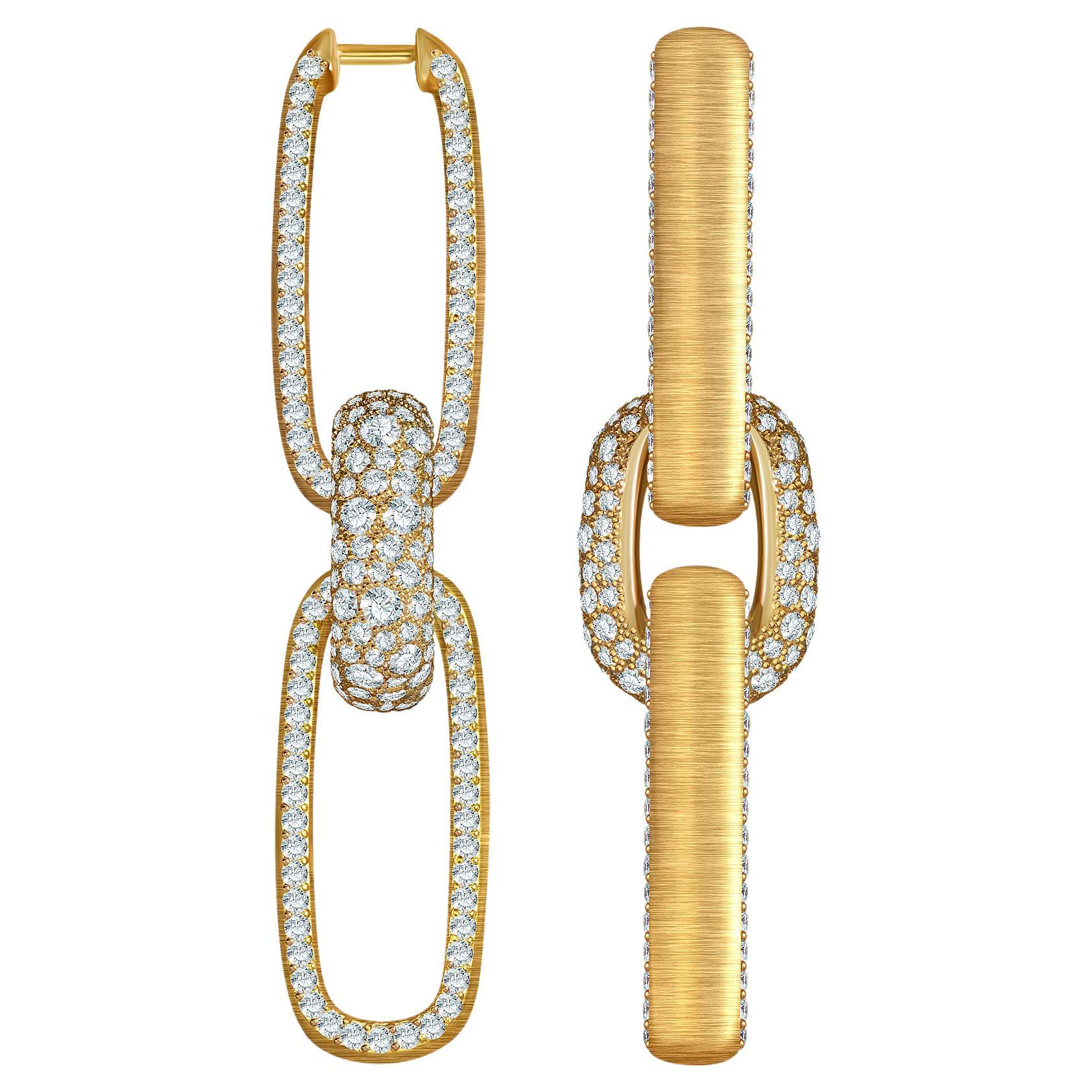 6,2 Carat Diamonds 18 Karat Yellow Gold Transformer Earrings "Sahara" by D&A
