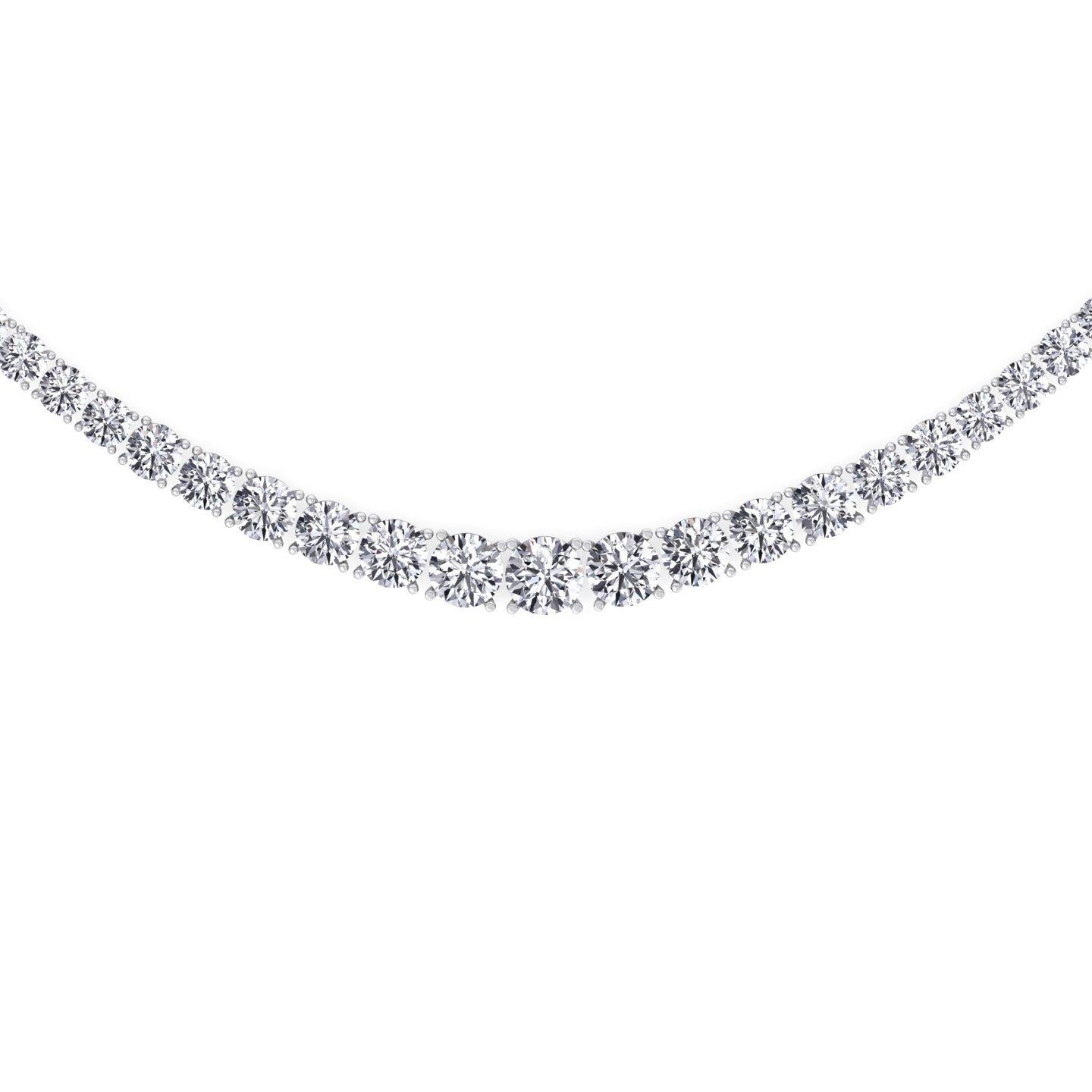 Round Cut 6.2 Carat Graduated Diamond Tennis Necklace in 14k White Gold by Gem Jewelers Co For Sale