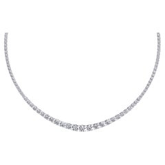 6.2 Carat Graduated Diamond Tennis Necklace in 14k White Gold by Gem Jewelers Co