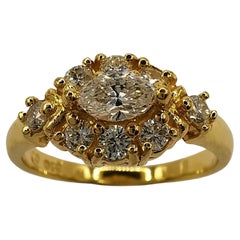 .62 Carat Marquise Diamond Cluster Ring in Yellow Gold