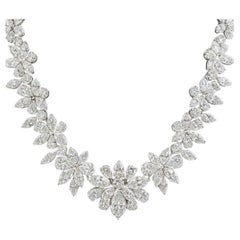 62 Carat Marquise & Round Diamond Graduated Tennis Necklace