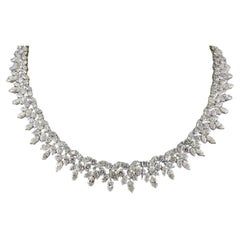 62 Carat Marquise, Round & Princess Cut Diamond Graduated Tennis Necklace