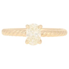 .62 Carat Oval Cut Diamond Ring, 14 Karat Yellow Gold Rope GIA Solitaire