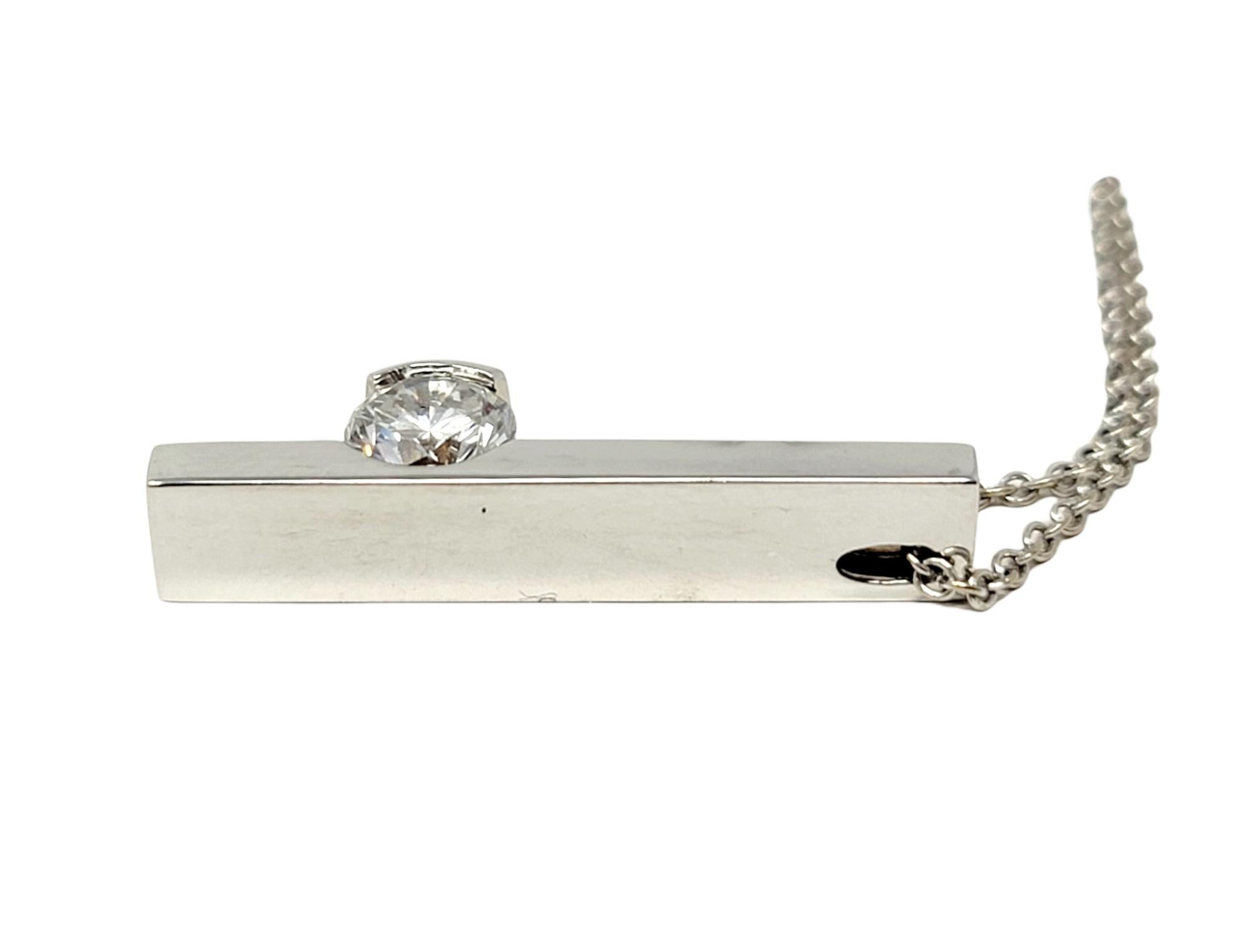 .62 Carat Total Round E-F / VS2 Diamond Two-Tone Vertical Bar Pendant Necklace In Good Condition For Sale In Scottsdale, AZ