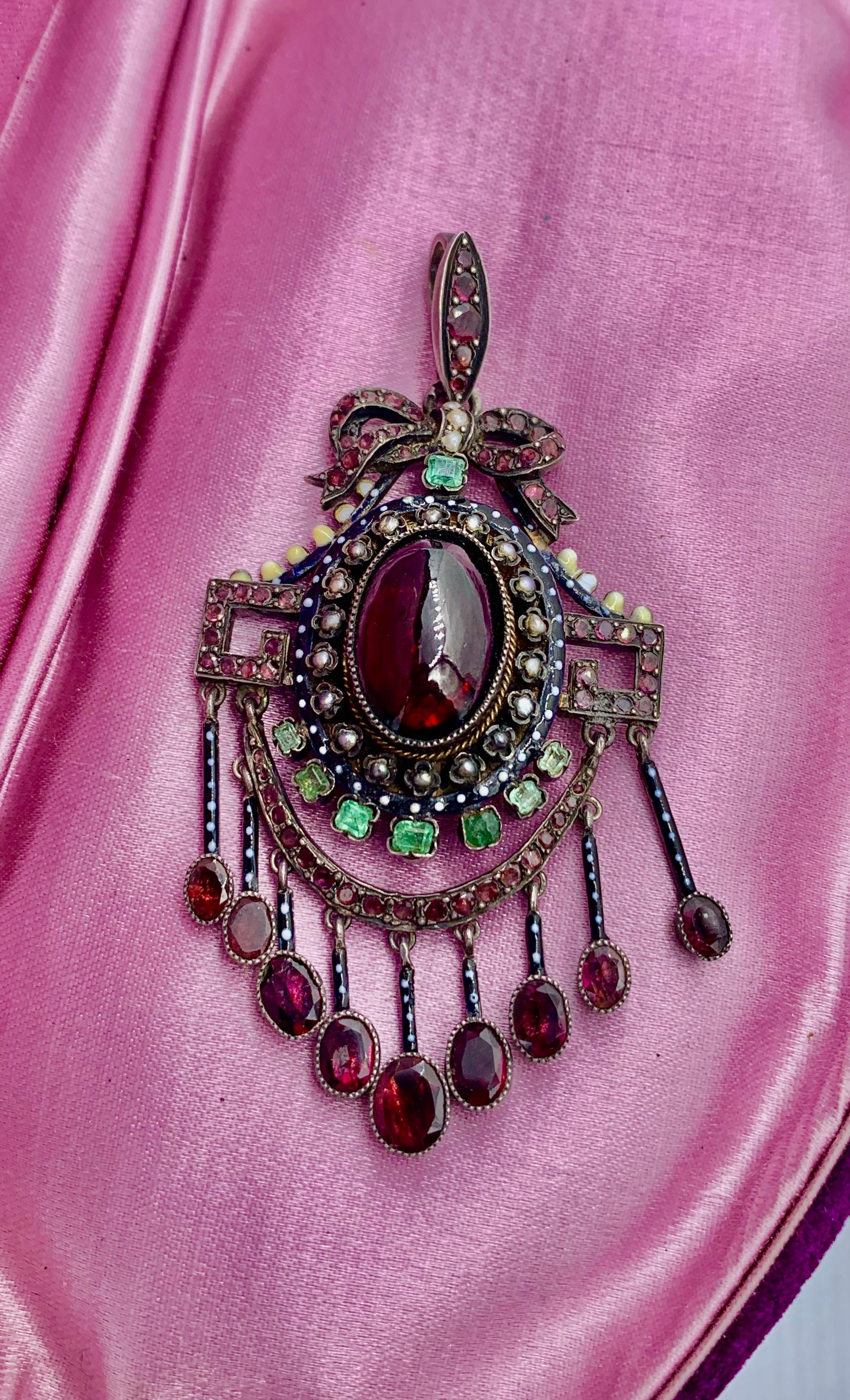 62 Ct Bohemian Garnet Cabochon Ruby Bracelet French Belle Epoque Museum Quality For Sale 11