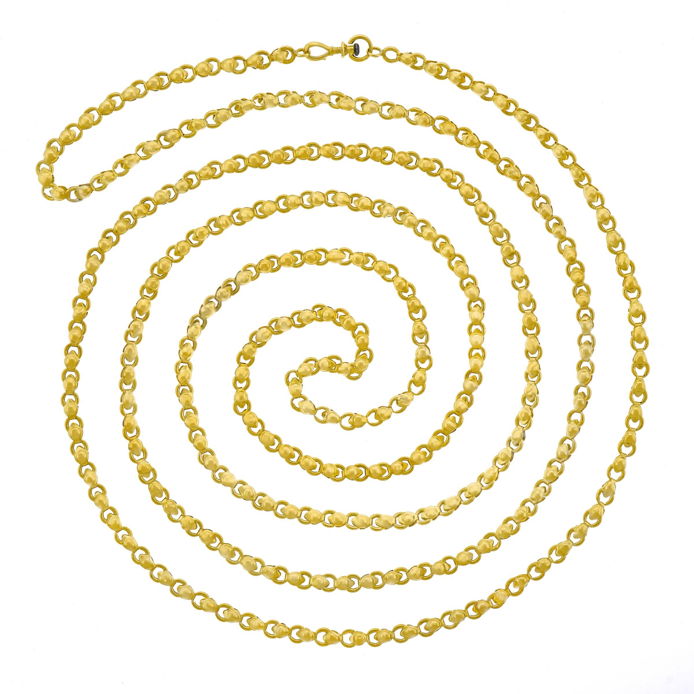 62 Inch Antique French Gold Chain Necklace