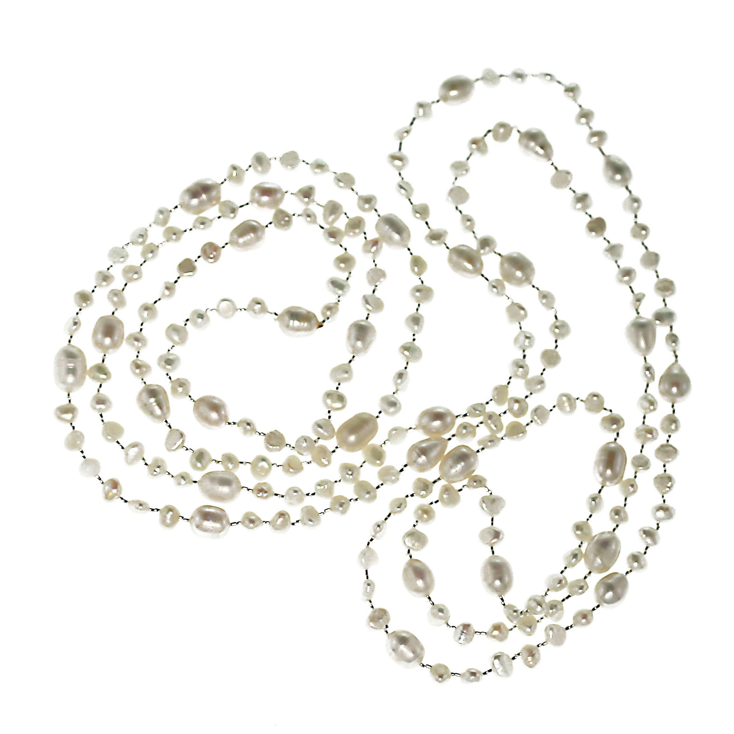 Continuous Strand Freshwater Pearl Necklace In New Condition In Raleigh, NC