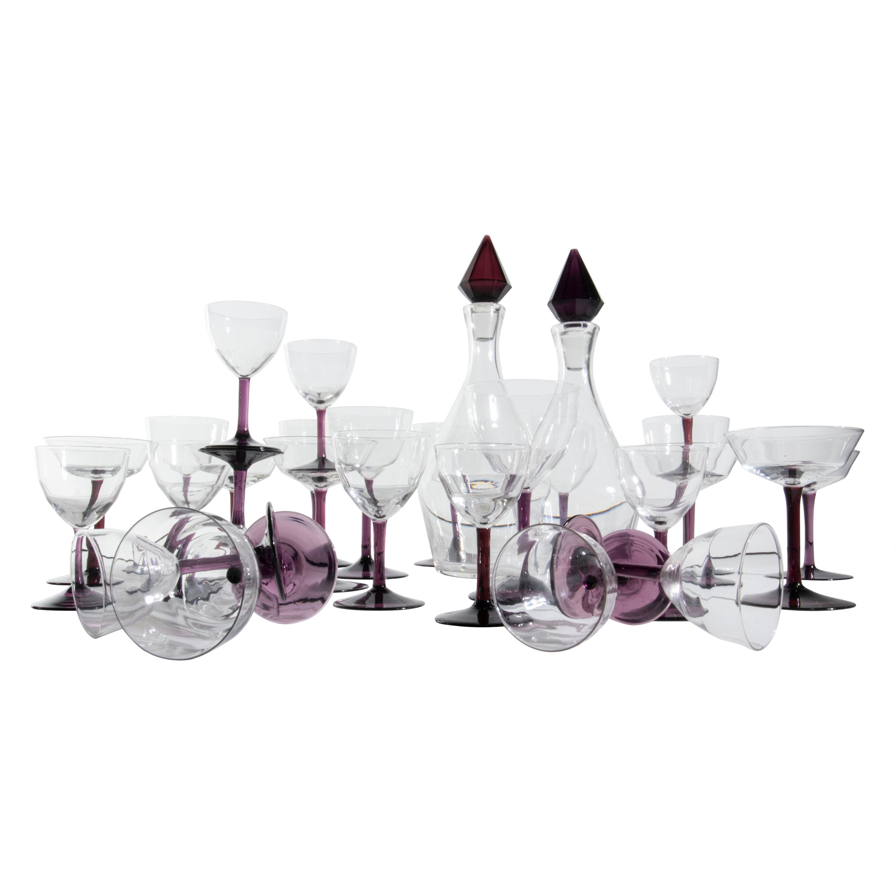 62 pièces design néerlandais « Logos » et « Narkissos » W.J. Rozendaal 1929 - Violet en vente