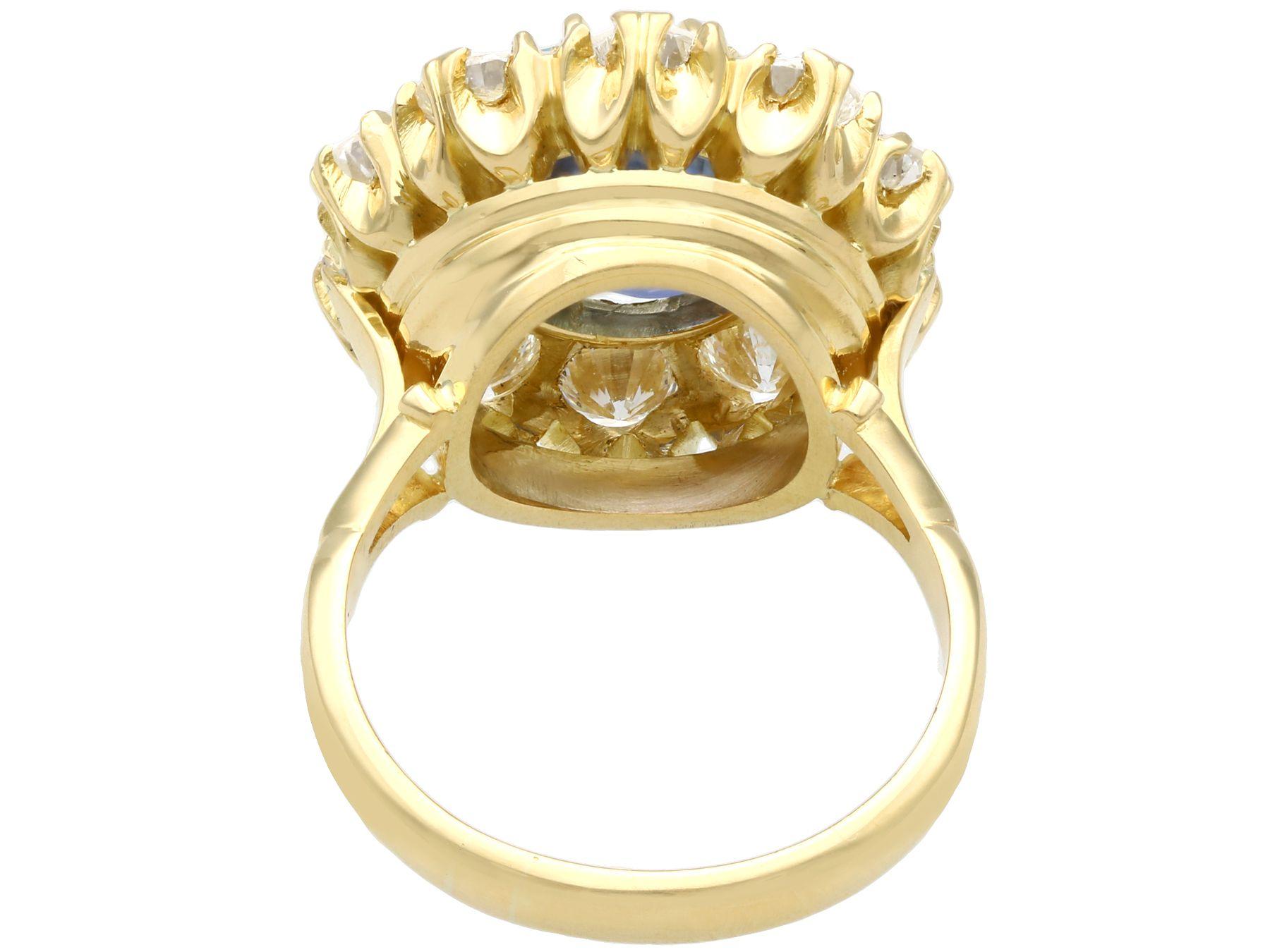 6.20 Carat Ceylon Sapphire and 3.20 Carat Diamond Gold Cluster Ring 1