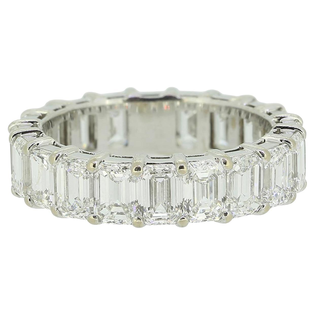 Anillo completo de diamantes talla esmeralda de 6,20 quilates Talla L (52)