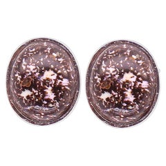 6.20 Carat Leopard Skin Color Opal Stud Push Back Earrings 14K White Gold