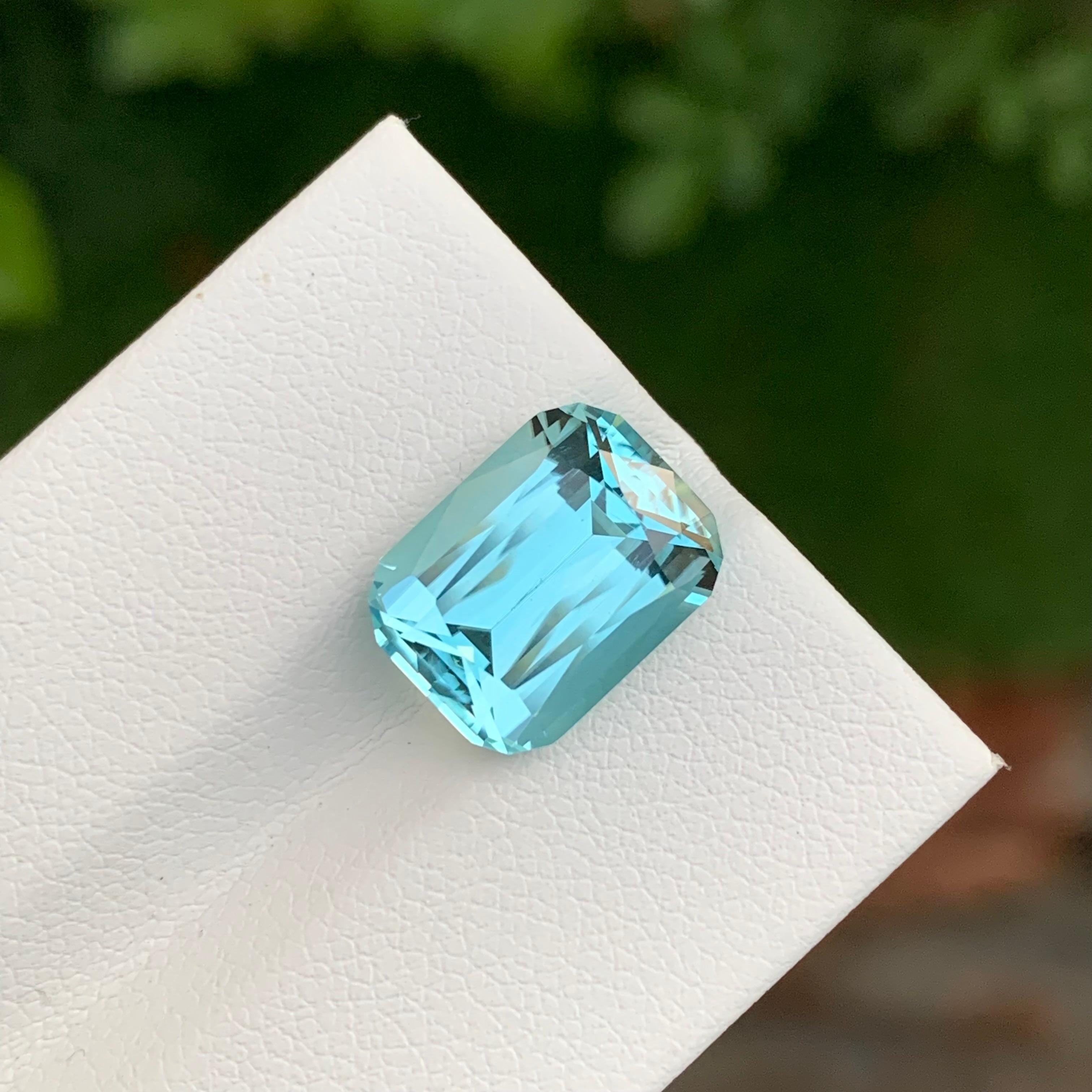6.20 Carat Natural Loose Blue Seafoam Tourmaline Cushion Shape Gem For Ring  In New Condition For Sale In Peshawar, PK