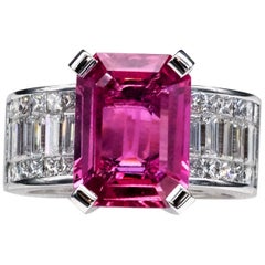 6.20 Carat Natural Pink Sapphire and Diamond Ring