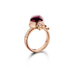 6.20Ct Royal Purple Garnet And Tsavorite 18K Rose Gold Diamond Modern Ring