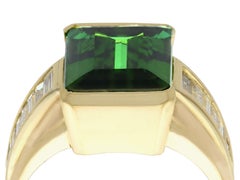 6.20 Carat Tourmaline and Diamond Yellow Gold Cocktail Ring