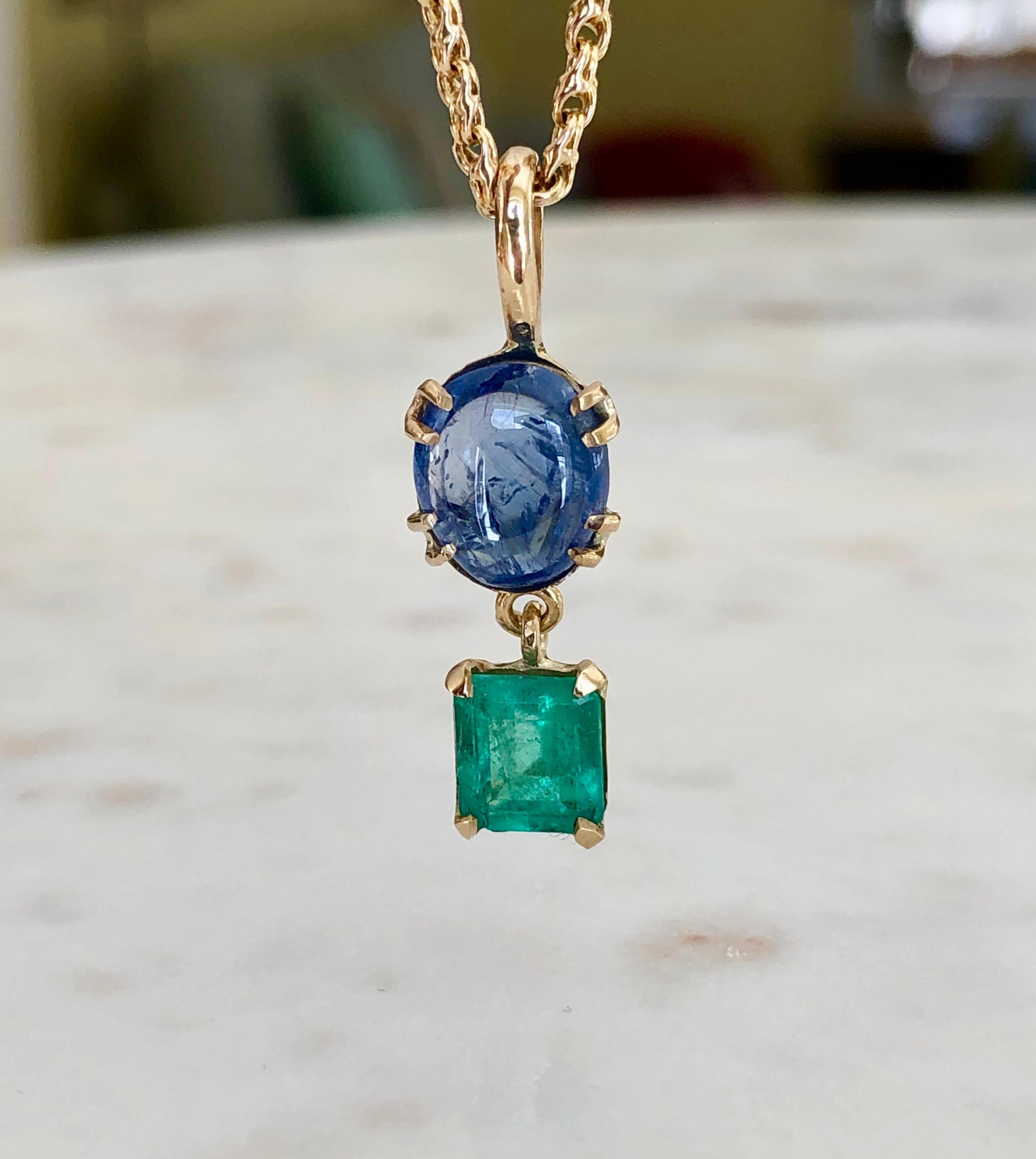 emerald and sapphire pendant