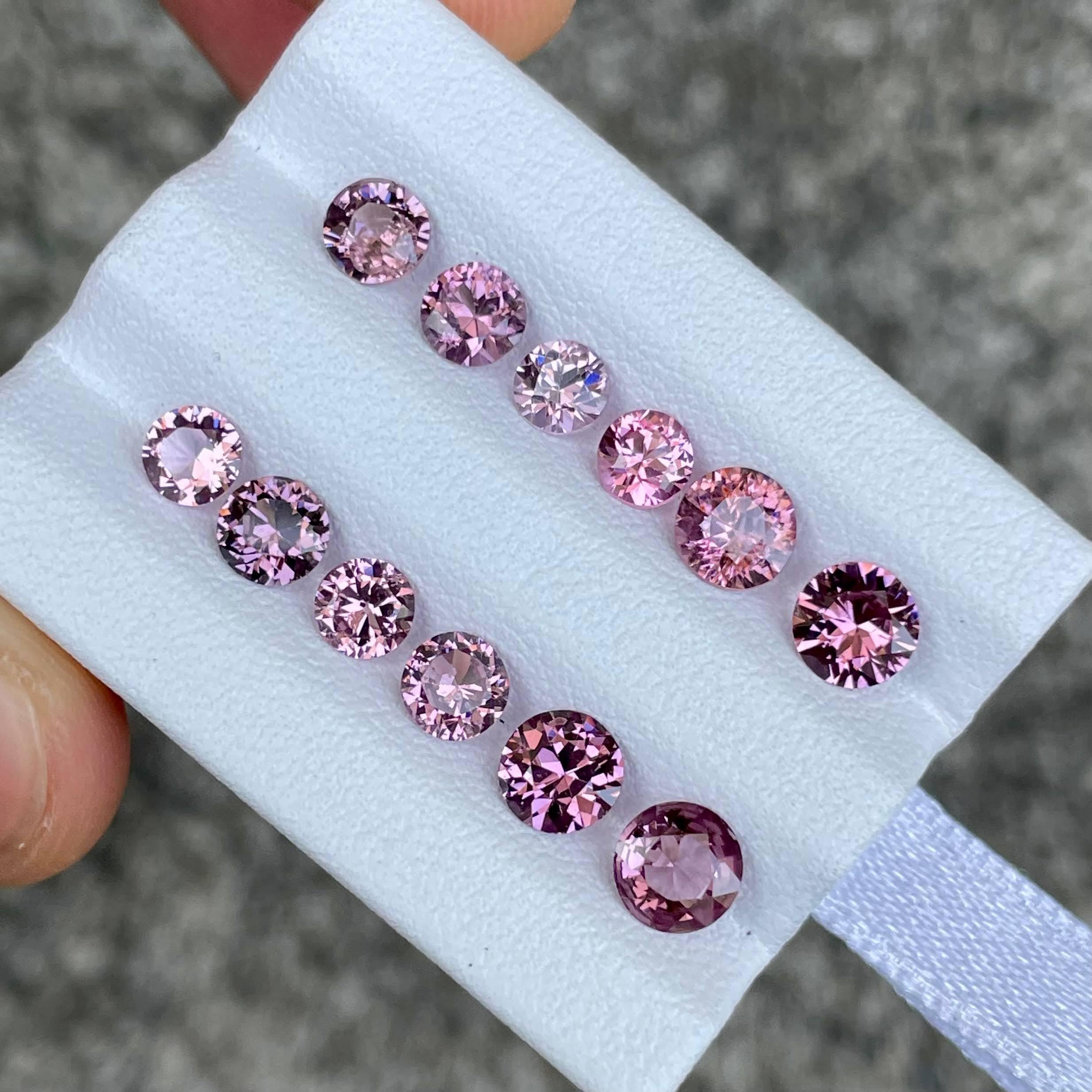 6,20 quilates Lote de 12 piezas de espinela rosa talla redonda de Birmania Corte redondo en venta