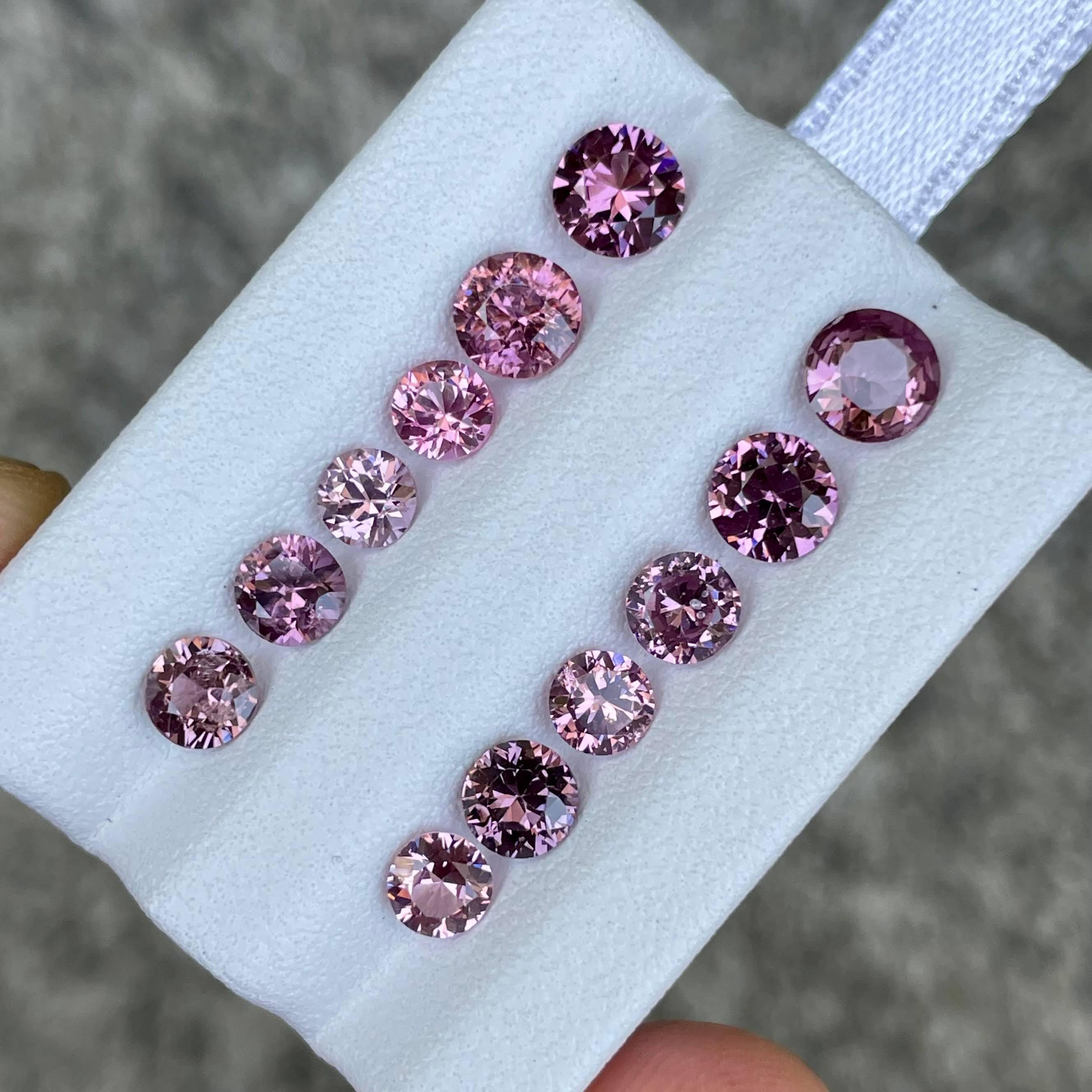 6,20 quilates Lote de 12 piezas de espinela rosa talla redonda de Birmania en Nuevo estado para la venta en Bangkok, TH