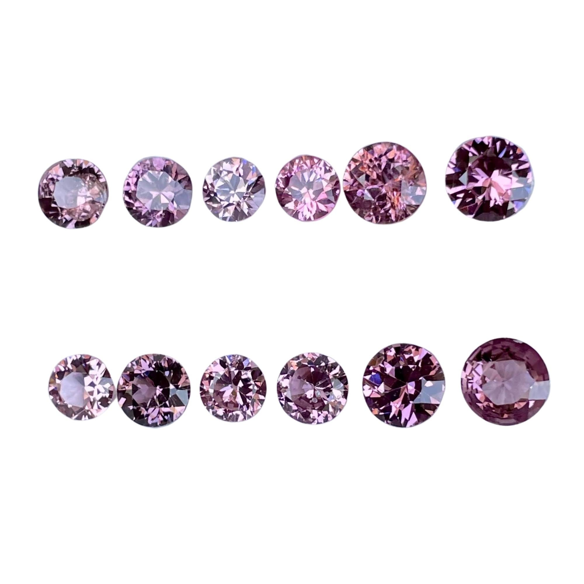 6,20 quilates Lote de 12 piezas de espinela rosa talla redonda de Birmania en venta 3