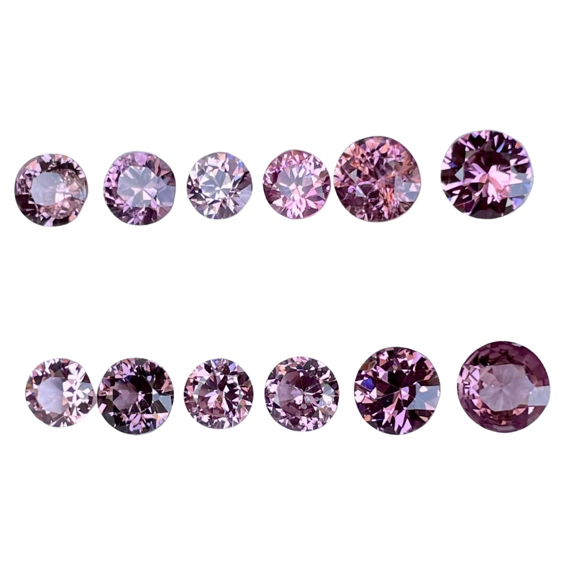 6,20 quilates Lote de 12 piezas de espinela rosa talla redonda de Birmania en venta
