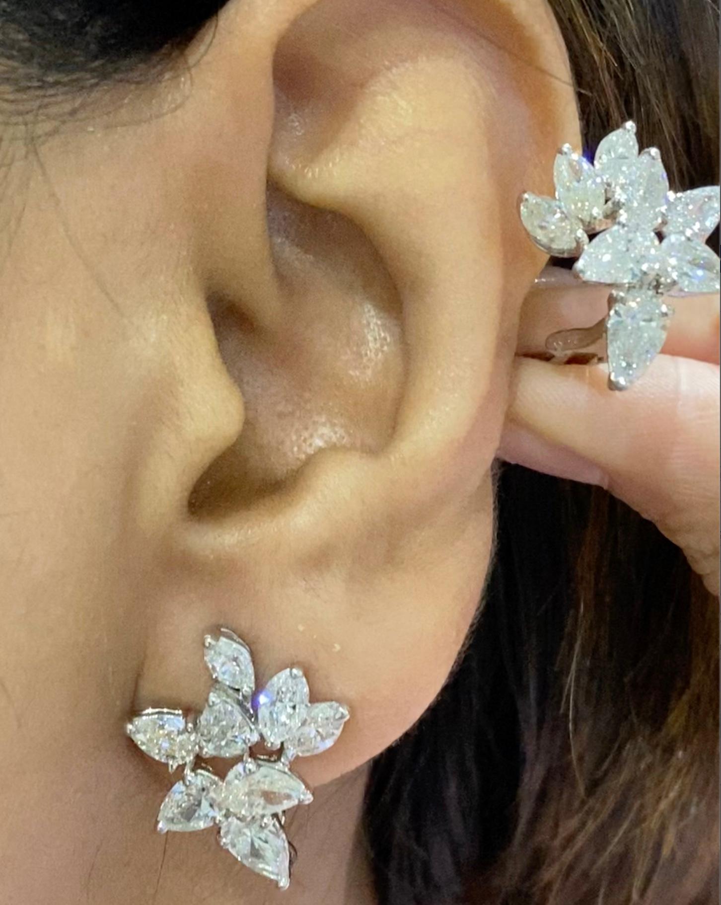 6,20 carati  Orecchini a clip in platino con diamante a pera e marquise a grappolo in vendita 1