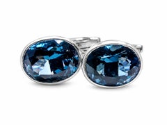 6,20 Karat Natürlicher Londoner Blautopas Manschettenknöpfe Sterling Silber Unisex Manschettenknöpfe