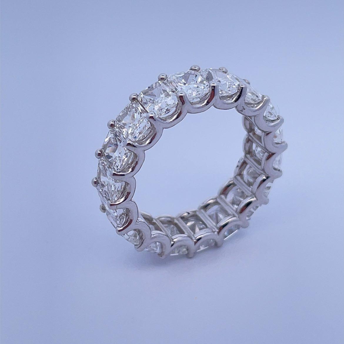 For Sale:  Radiant Diamond Eternity Band 18k White Gold Ring (Wedding Band) 5