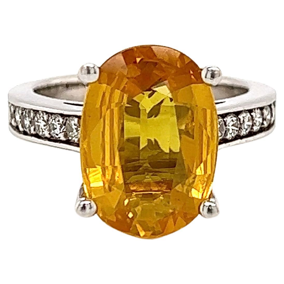 6.20 Total Carat Rare Yellow Sapphire Ladies Diamond Ring For Sale