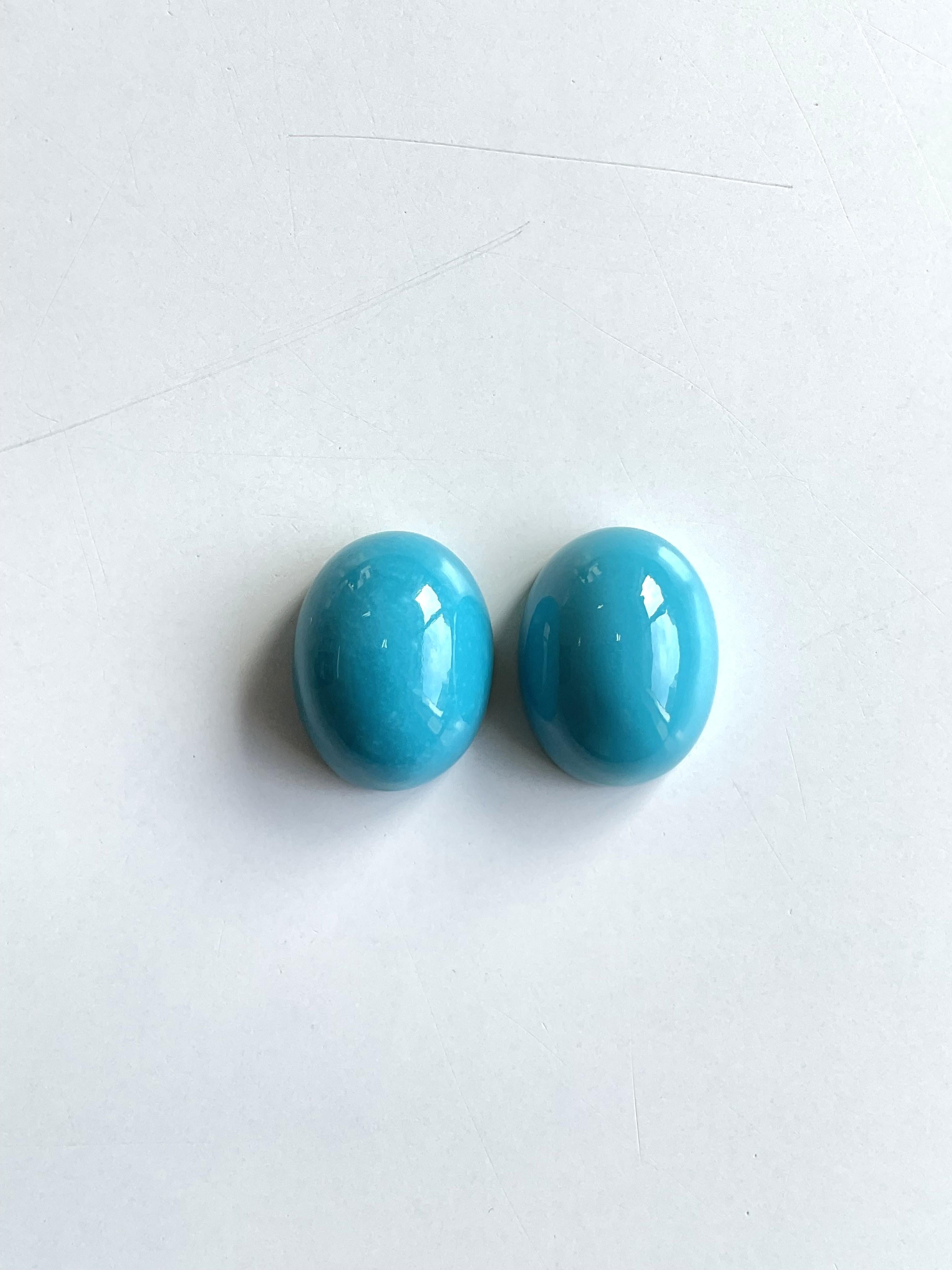 Taille cabochon 62.05 Carats Turquoise Arizona Cabochons 2 Pieces Paire Pour Bijoux Gemmes Naturelles en vente