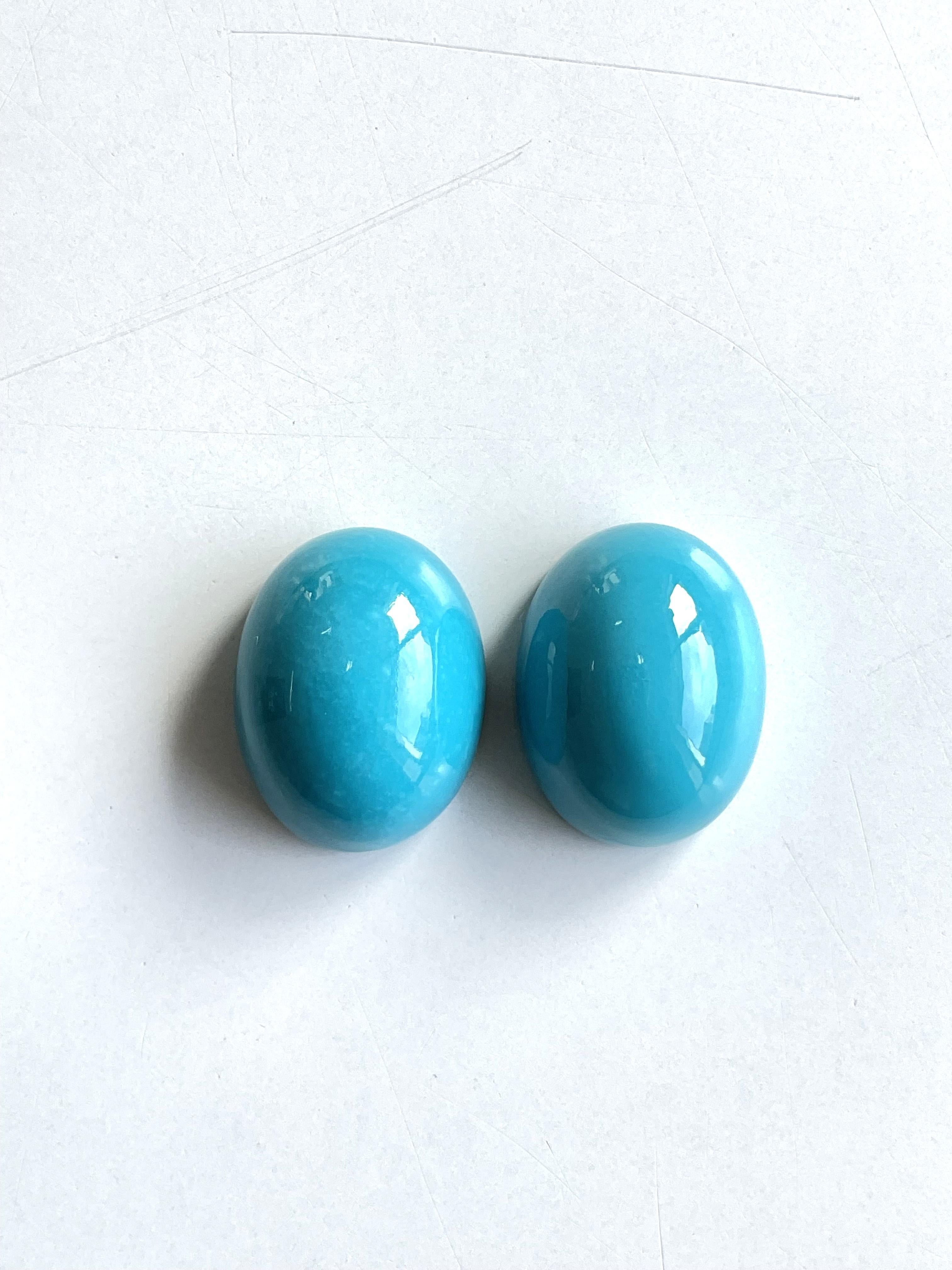 62.05 Carats Turquoise Arizona Cabochons 2 Pieces Paire Pour Bijoux Gemmes Naturelles Neuf - En vente à Jaipur, RJ