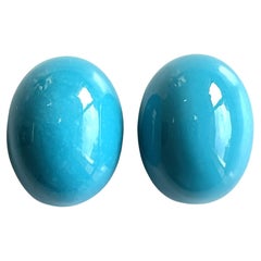 62.05 Carats Turquoise Arizona Cabochons 2 Pieces Paire Pour Bijoux Gemmes Naturelles