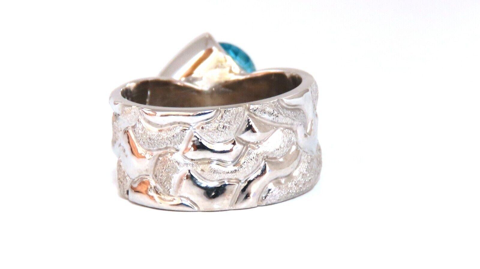 6.20ct Anillo de Circonio Azul Indigo Natural 14kt Deco Escalado en Nuevo estado para la venta en New York, NY
