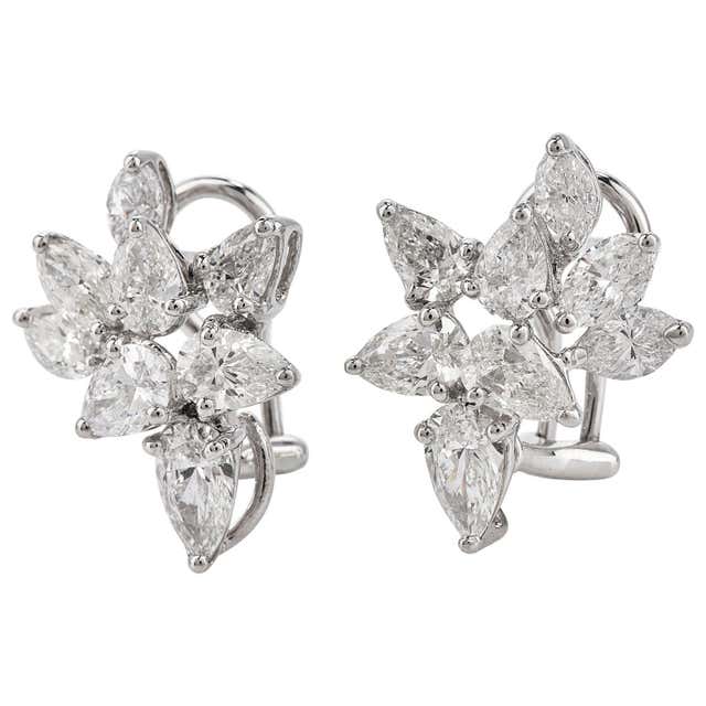 Celebrity GIA Diamond Platinum Clipon Earrings For Sale at 1stDibs
