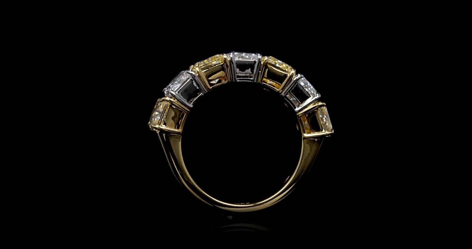 6.20CTW GIA Certified Fancy Yellow & White Diamond Band In New Condition For Sale In San Francisco, CA