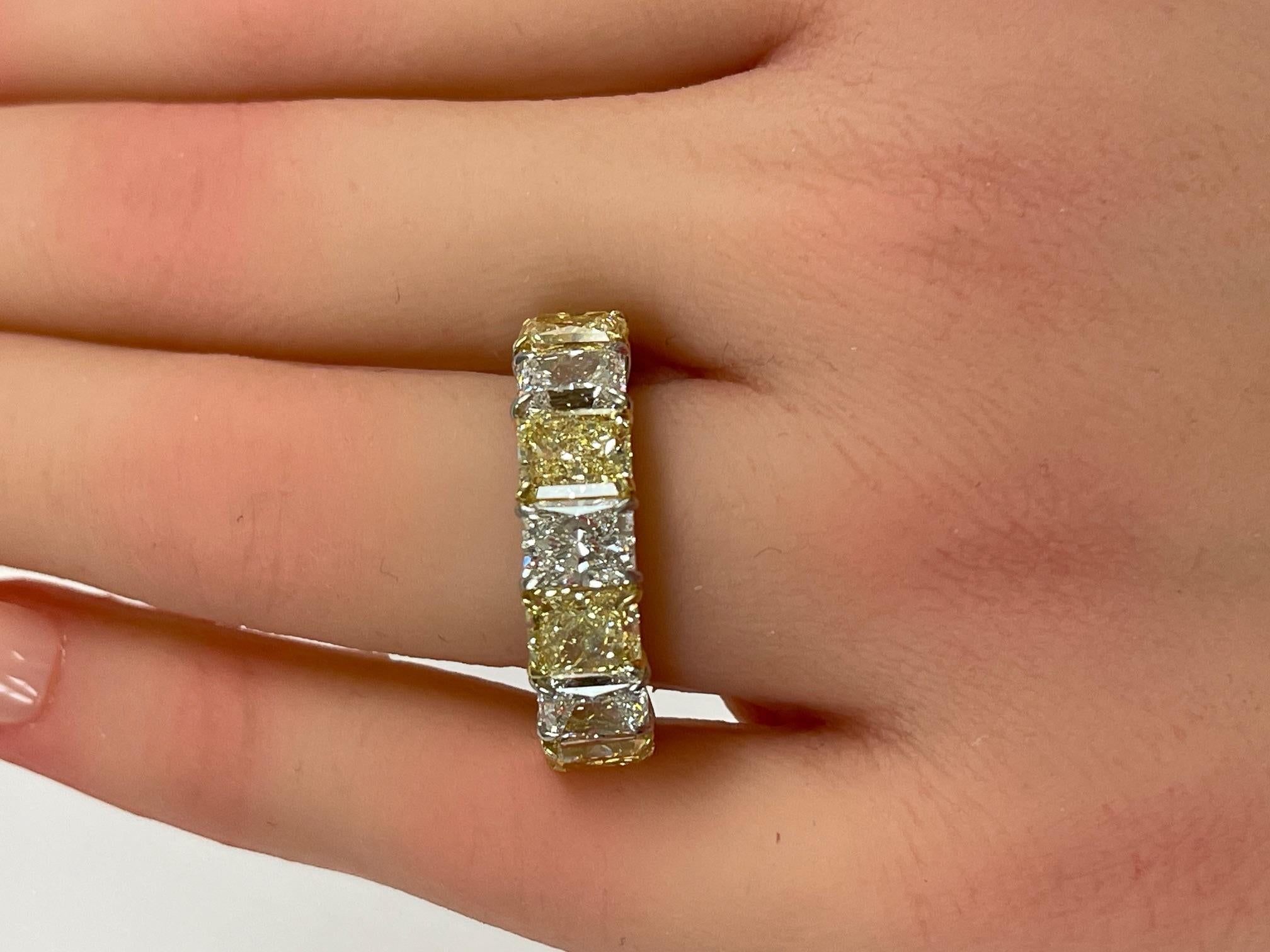 6.20CTW GIA Certified Fancy Yellow & White Diamond Band For Sale 1