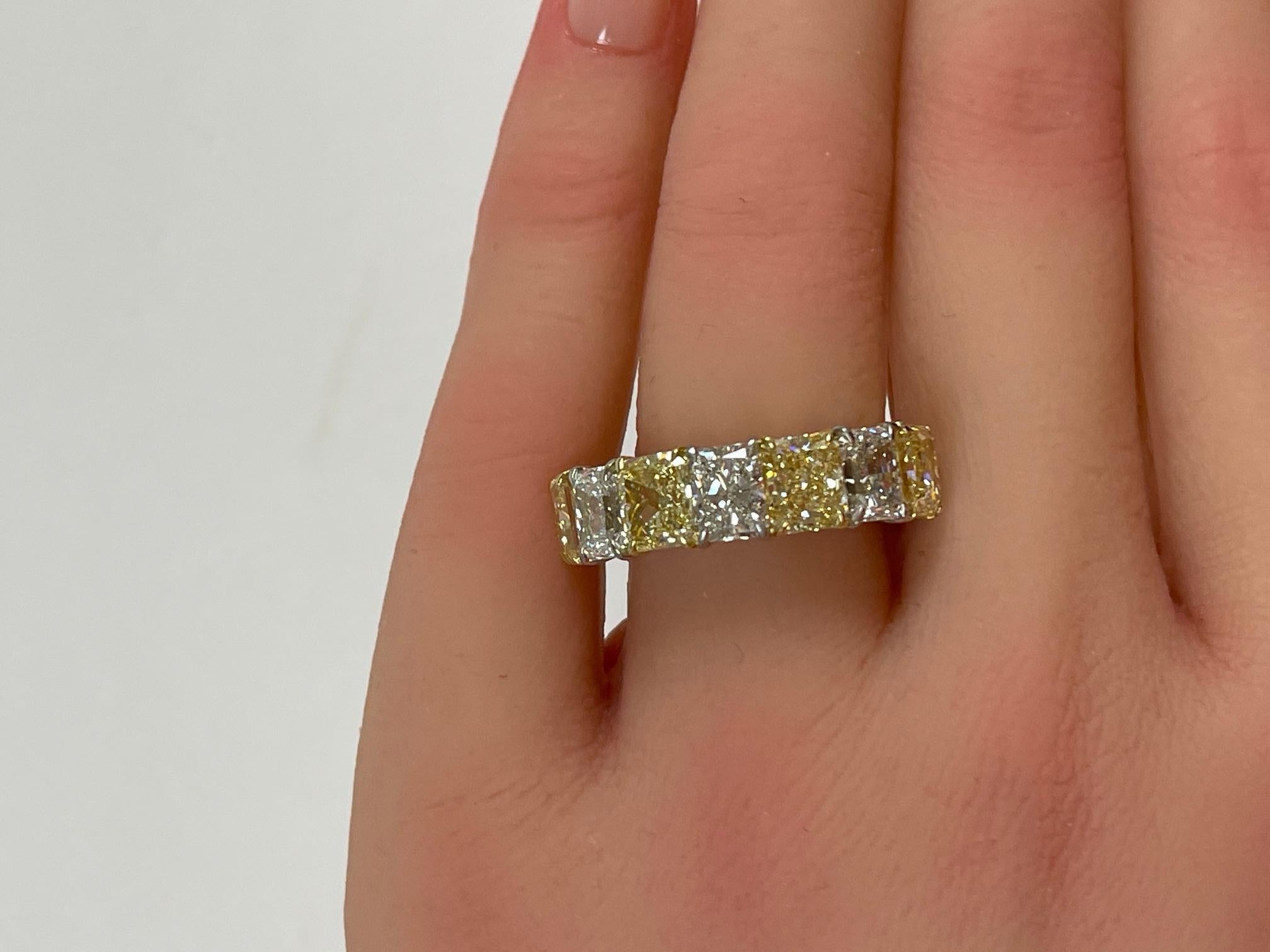 6.20CTW GIA Certified Fancy Yellow & White Diamond Band For Sale 2