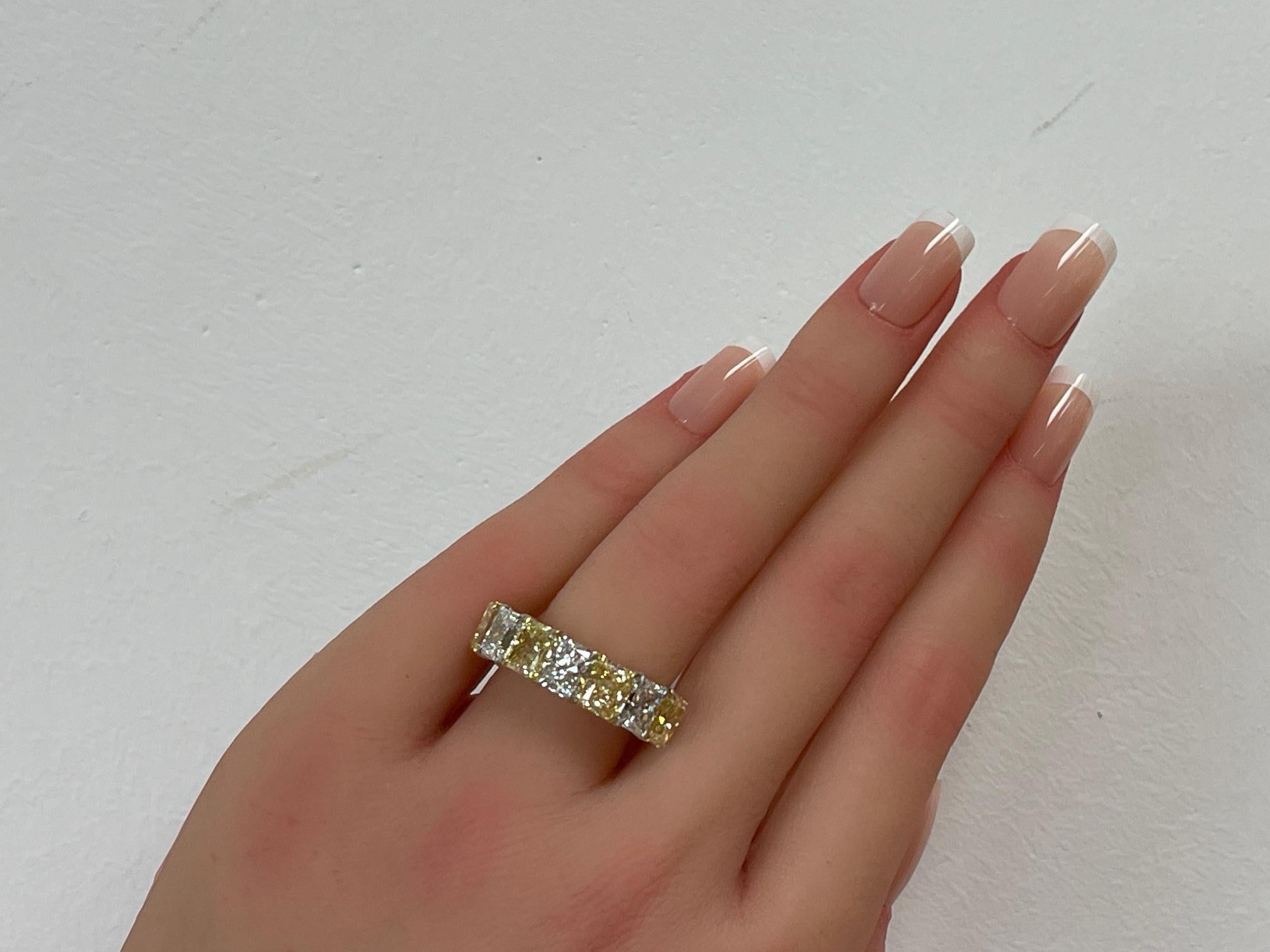 6.20CTW GIA Certified Fancy Yellow & White Diamond Band For Sale 3