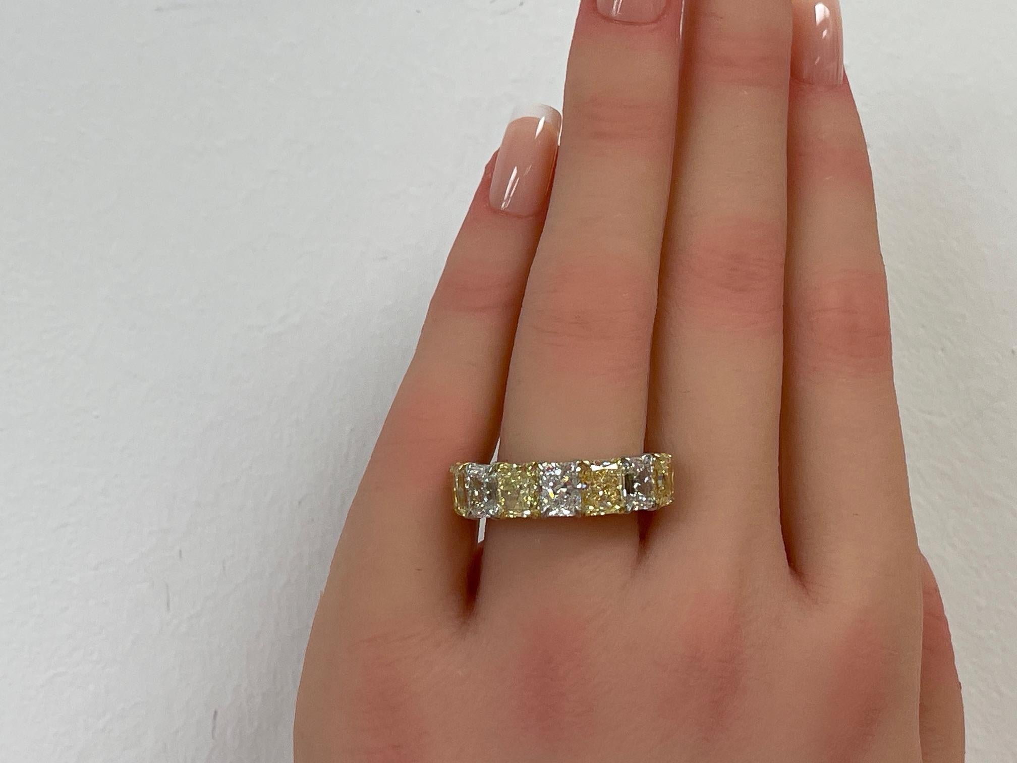 6.20CTW GIA Certified Fancy Yellow & White Diamond Band For Sale 4