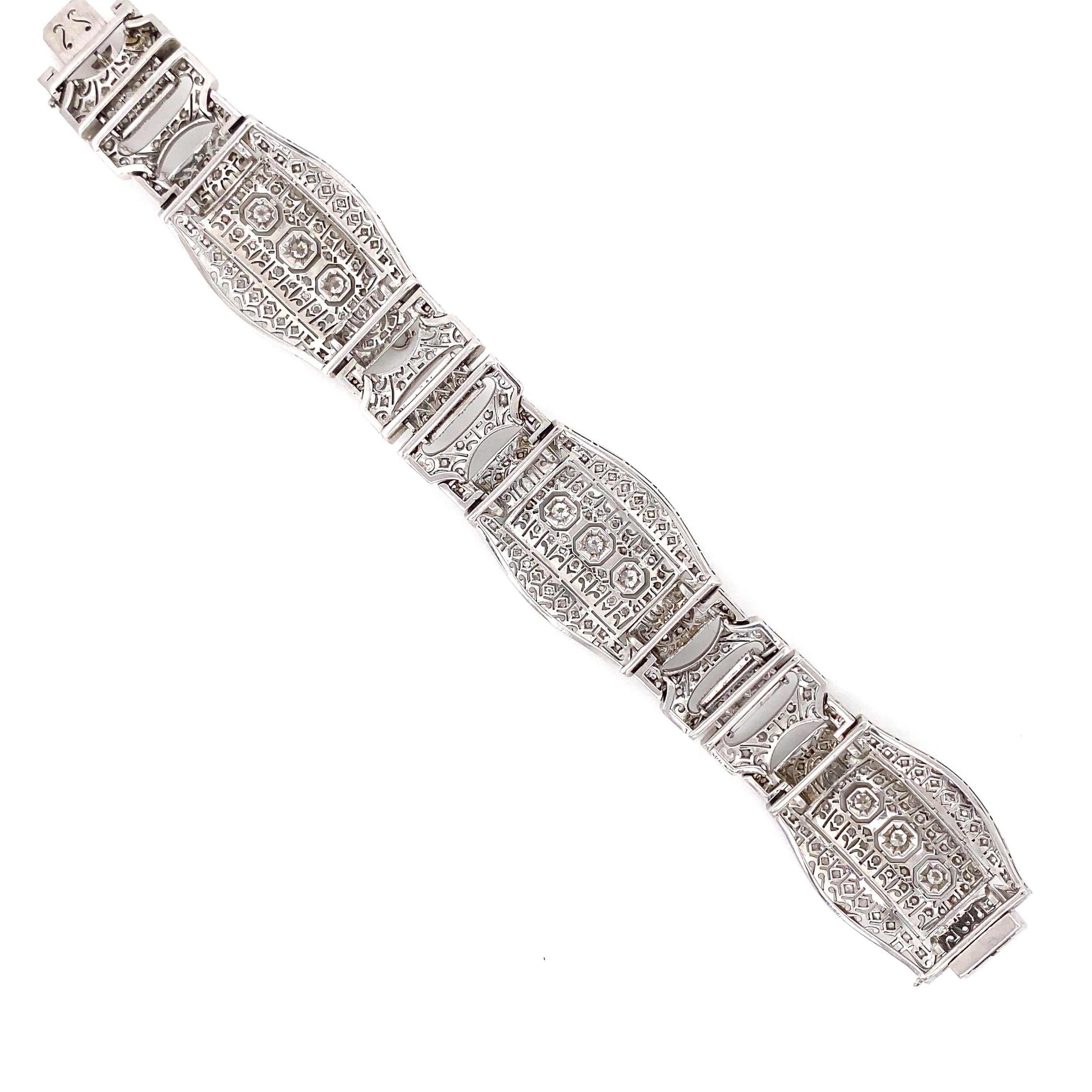 6.20tcw Diamond Platinum Art Deco Bracelet Estate Fine Jewelry 1