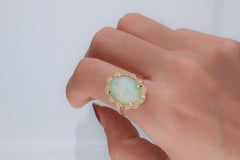 6.21 Carat African Opal 14 Karat Yellow Gold Ring