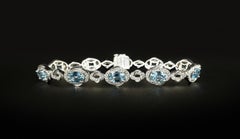 6,21 Karat Aquamarin und Diamant Estate Style Link Armband