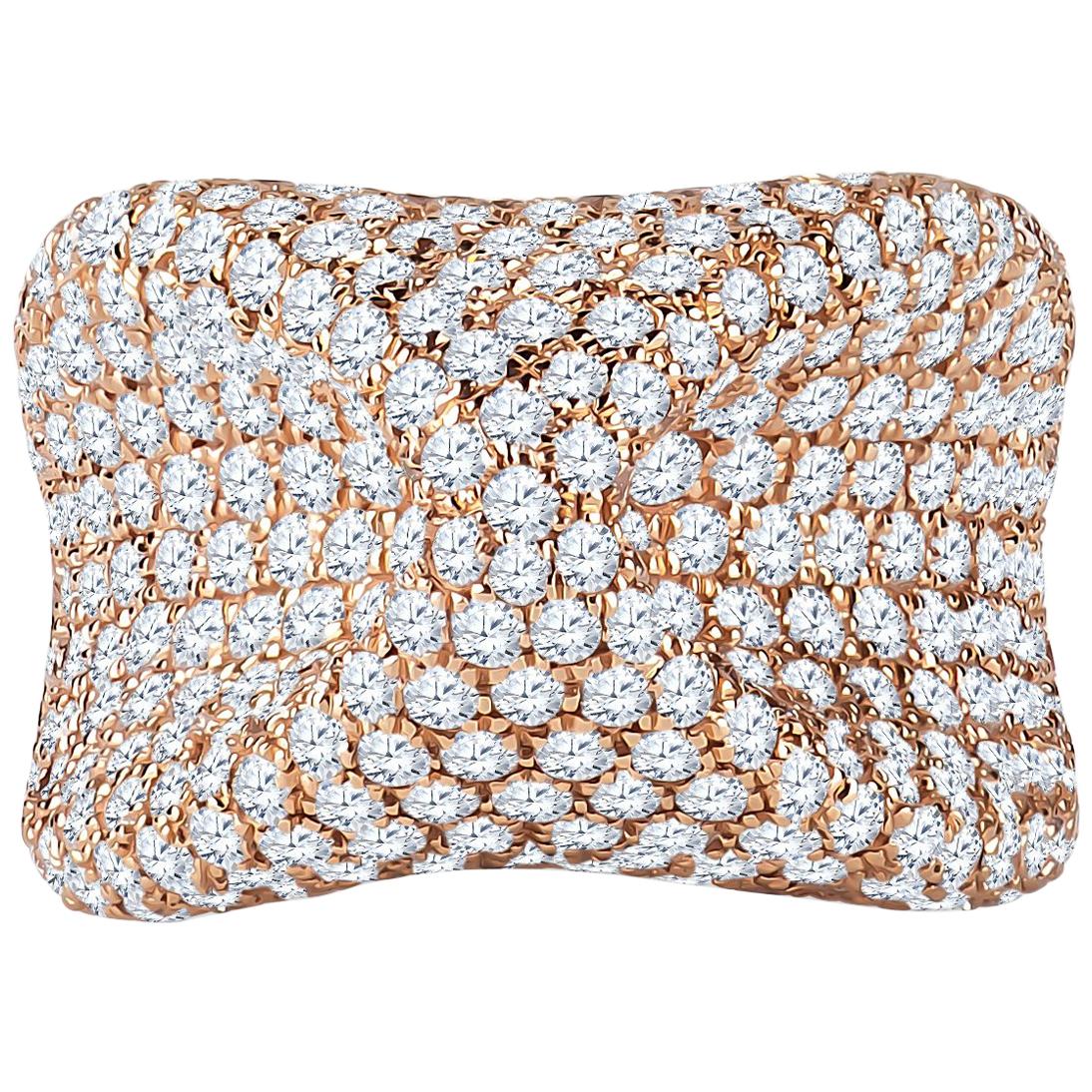 Bague à la mode en or rose 18 carats avec diamants d'un poids total de 6,21 carats