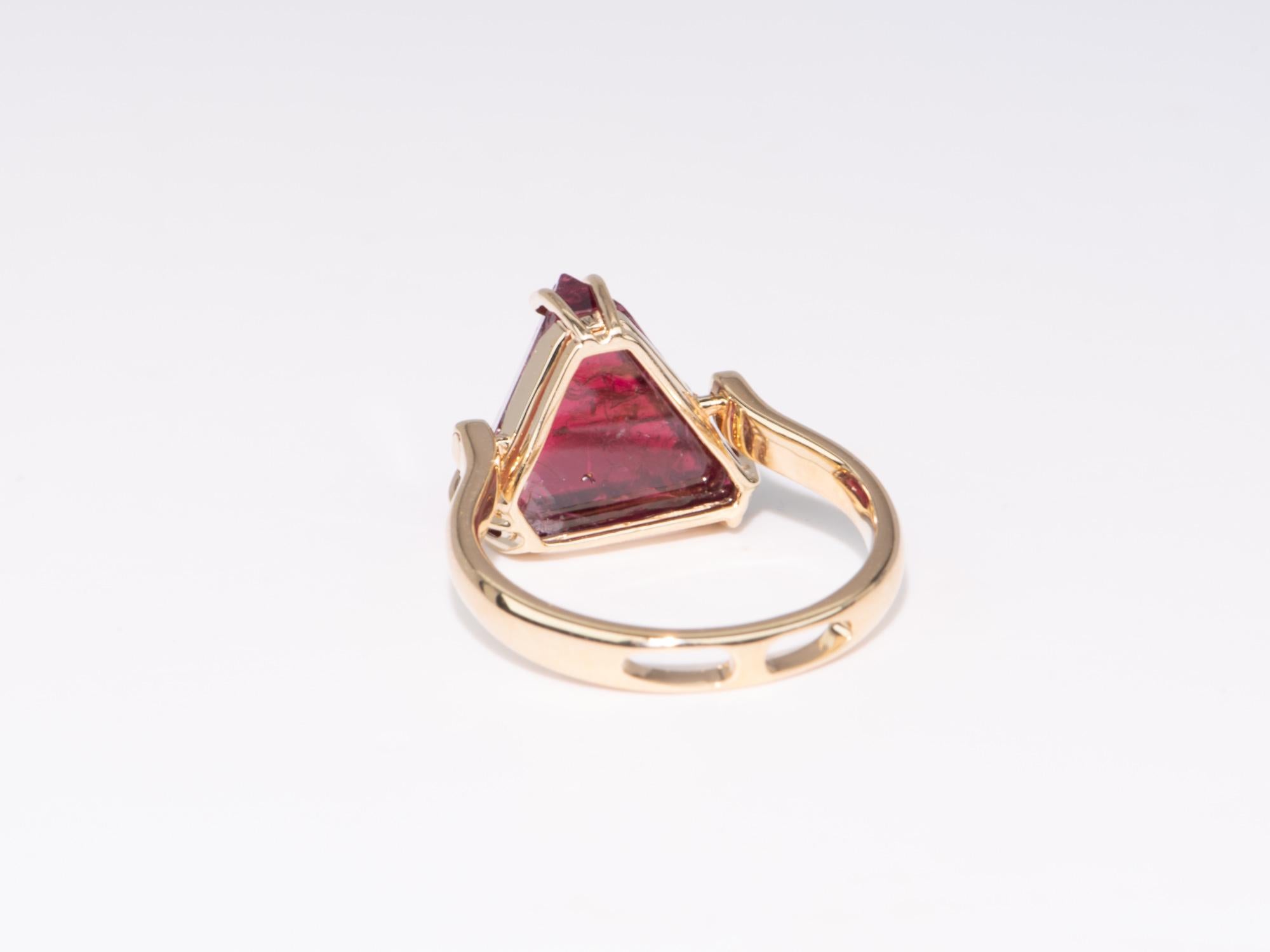 Uncut 6.21ct Myanmar Red Spinel Octahedral Crystal Ring Convert to Pendant 14K Gold For Sale