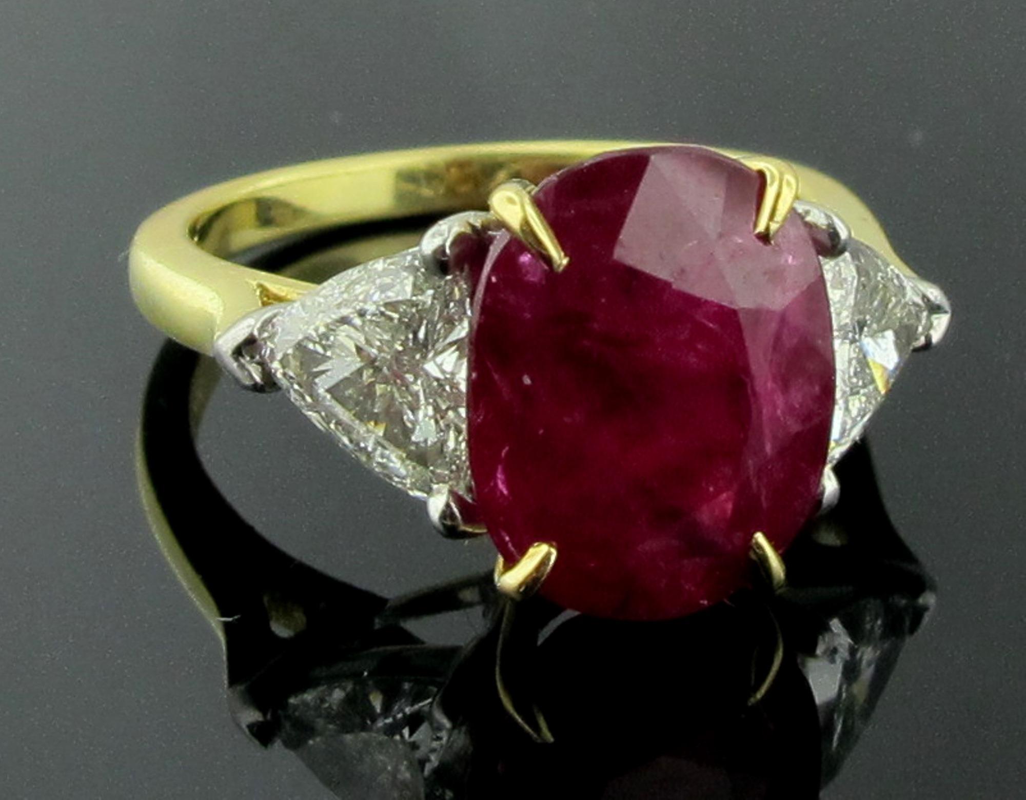 6.22 Carat Ruby and Diamond Ring in 18 Karat Yellow Gold and Platinum 1