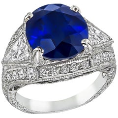 Anillo de compromiso de diamantes con zafiro de 6,22 quilates