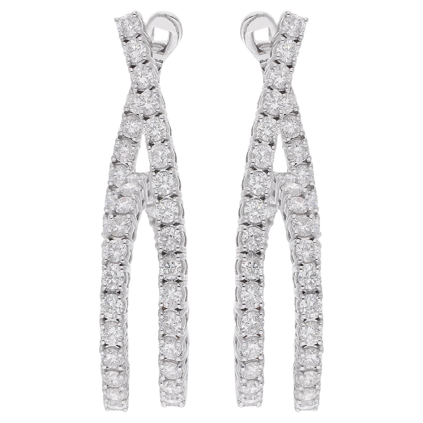 6,22 Carati SI Chiarezza HI Colore Diamante Pave Orecchini a cerchio Oro Bianco 14 Carati