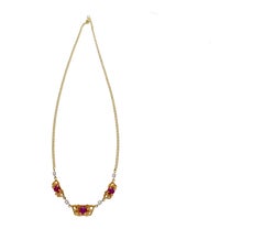 6.22 Carat Star-Ruby with Gold Detailing & Diamonds in 14K Gold Charm Necklace